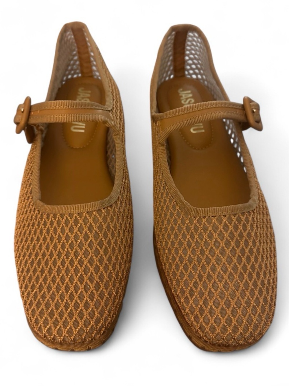 Jason Wu Women’s Mary Jane Knit Flats in Caramel Brown